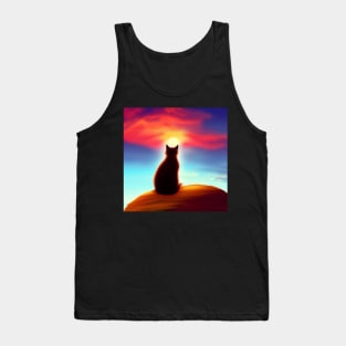 Cat Looking At Sunset Tank Top